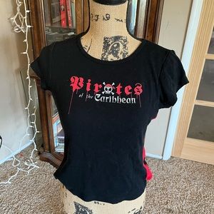 Black Pirates of the Caribbean t shirt.
